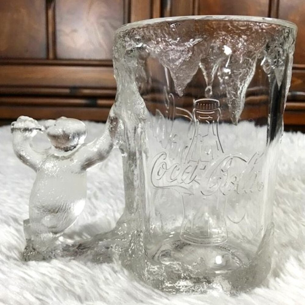 NWOT Vintage Coca-Cola Drinking Polar Bear Frosty Mega Glass Mug